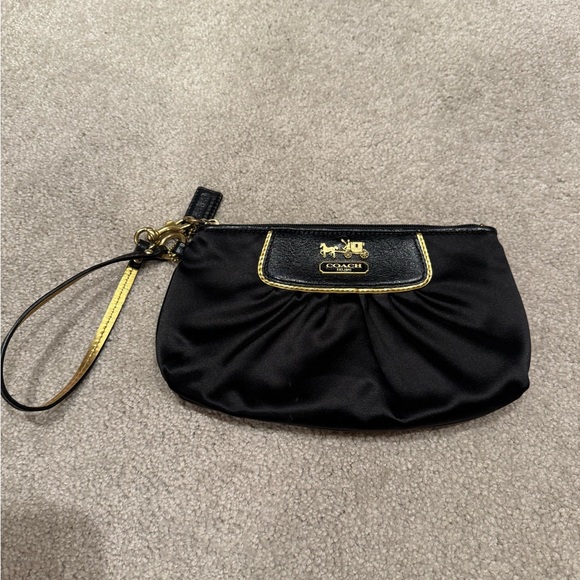 Coach Handbags - Coach Amanda Satin Black Wristlet Clutch